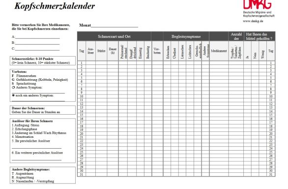 Kopfschmerzkalendar